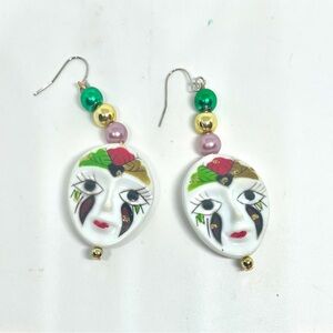Mardi Gras Carnival 2 Face Earrings